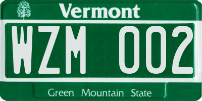 VT license plate WZM002