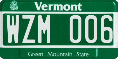 VT license plate WZM006
