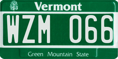 VT license plate WZM066