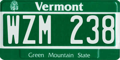 VT license plate WZM238