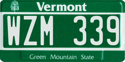 VT license plate WZM339