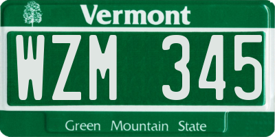 VT license plate WZM345