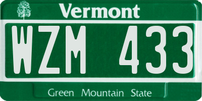 VT license plate WZM433