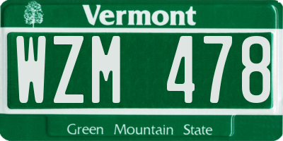 VT license plate WZM478