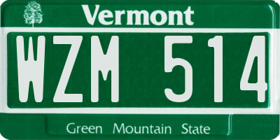 VT license plate WZM514