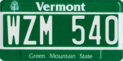 VT license plate WZM540