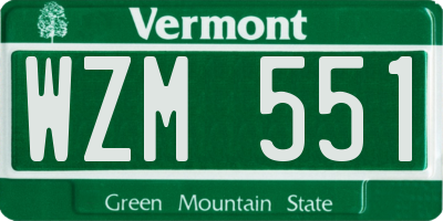 VT license plate WZM551