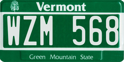 VT license plate WZM568