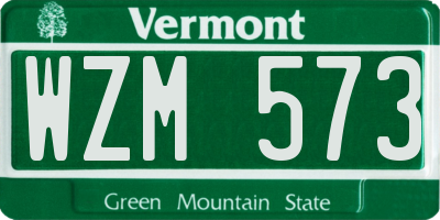 VT license plate WZM573