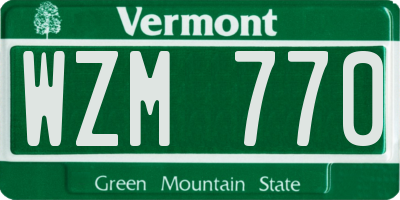 VT license plate WZM770