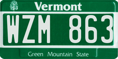 VT license plate WZM863