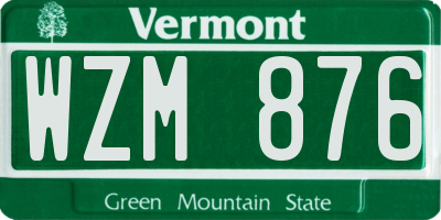 VT license plate WZM876