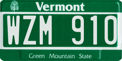 VT license plate WZM910