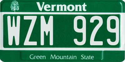 VT license plate WZM929
