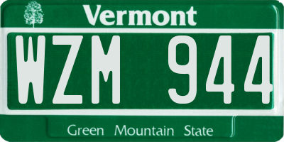 VT license plate WZM944
