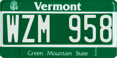 VT license plate WZM958