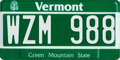 VT license plate WZM988