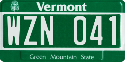VT license plate WZN041