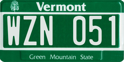 VT license plate WZN051