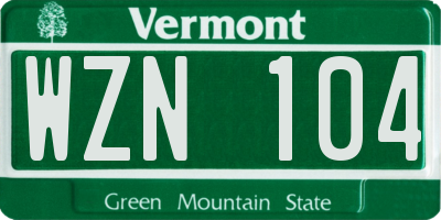 VT license plate WZN104