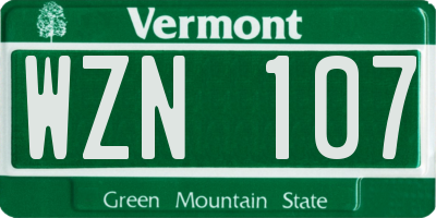 VT license plate WZN107