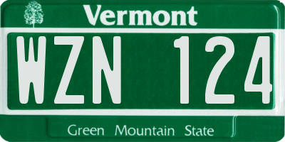 VT license plate WZN124