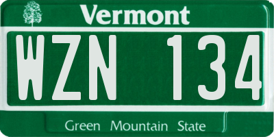 VT license plate WZN134
