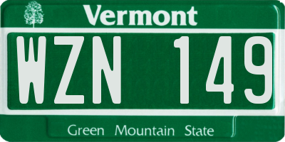 VT license plate WZN149