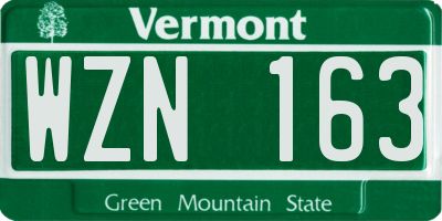 VT license plate WZN163