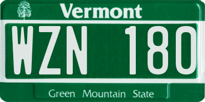 VT license plate WZN180