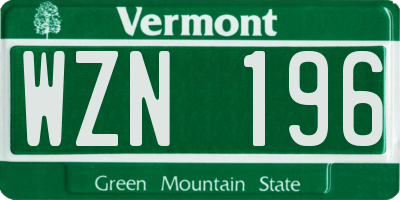 VT license plate WZN196