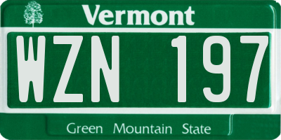 VT license plate WZN197