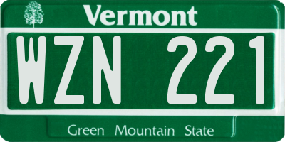 VT license plate WZN221