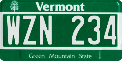 VT license plate WZN234