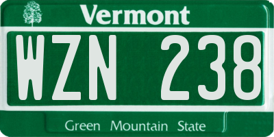 VT license plate WZN238