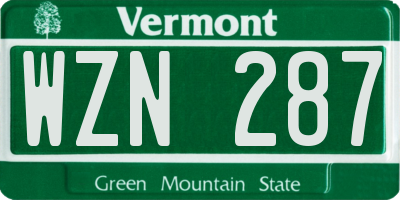 VT license plate WZN287