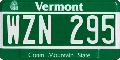 VT license plate WZN295