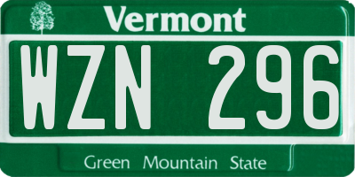 VT license plate WZN296