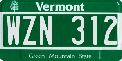VT license plate WZN312