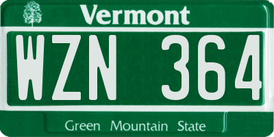 VT license plate WZN364