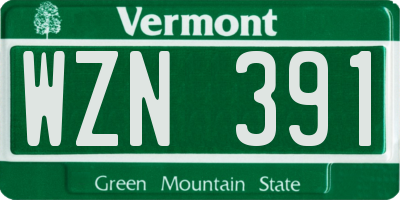 VT license plate WZN391