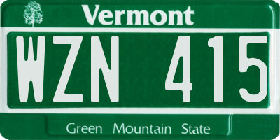 VT license plate WZN415