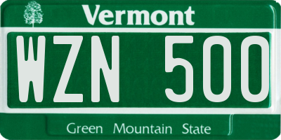 VT license plate WZN500