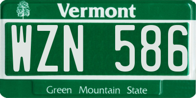 VT license plate WZN586