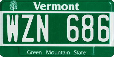 VT license plate WZN686