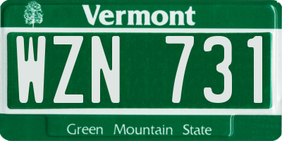 VT license plate WZN731