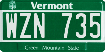 VT license plate WZN735