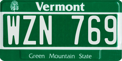 VT license plate WZN769