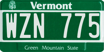 VT license plate WZN775