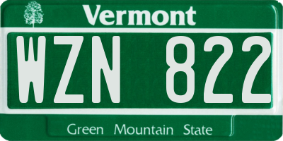 VT license plate WZN822